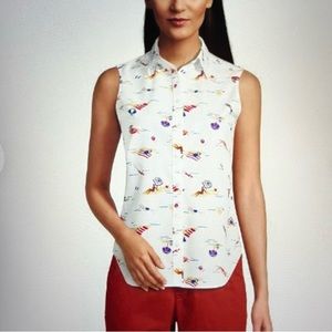 New Land’s End beach theme sleeveless button down top. Size 4